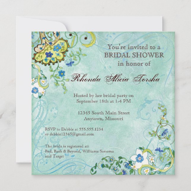 Paisley Modern Floral Flourish Swirl Wedding Invitation (Front)