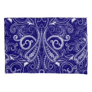 Paisley monochrome: blue, white elegance. pillowcase