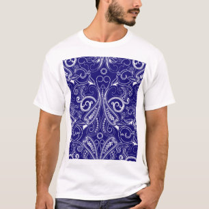 Paisley monochrome: blue, white elegance. T-Shirt