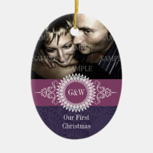 Paisley Monogram First Christmas Ornament