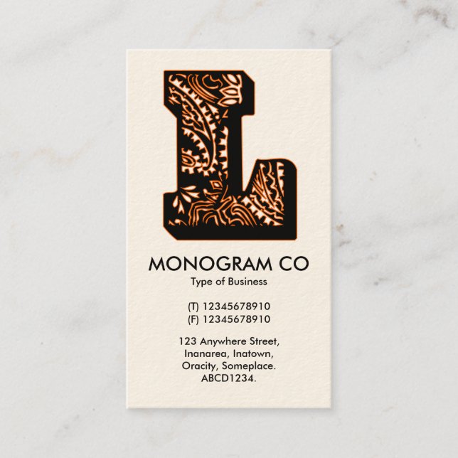 Paisley Monogram - L Business Card (Front)