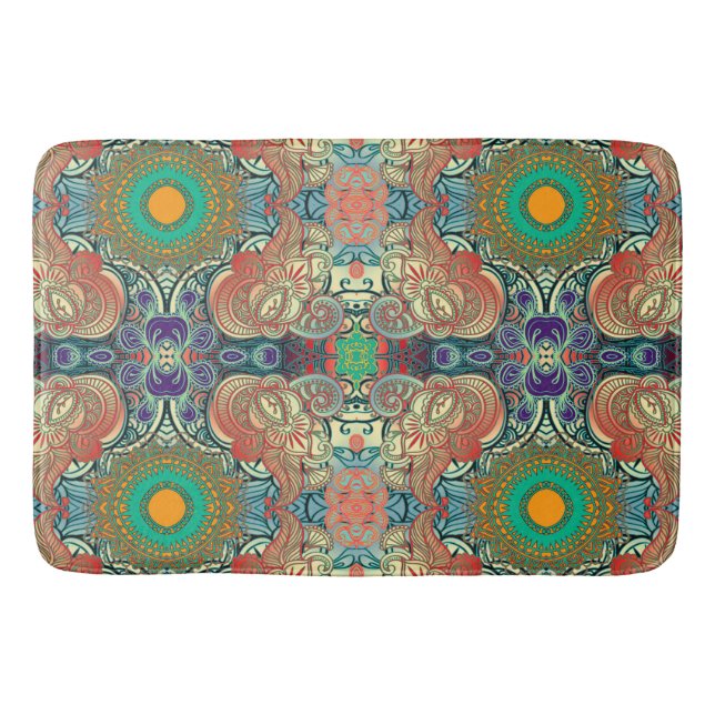 Paisley Mosaic Pattern I + your ideas Bath Mat (Front)