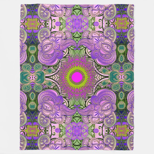 Paisley Mosaic Pattern II + your ideas Fleece Blanket (Front)