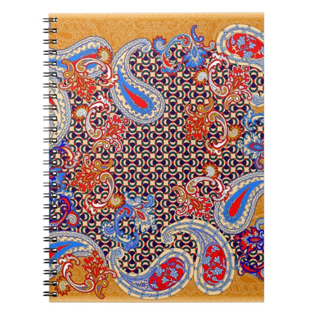 Paisley multicolor scarf design notebook (Front)