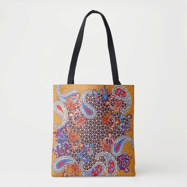 Paisley multicolor scarf design tote bag (Front)