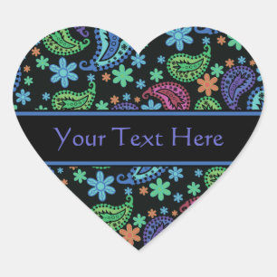 Paisley on Black Heart Sticker