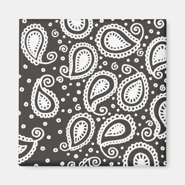 Paisley on Black Magnet (Front)