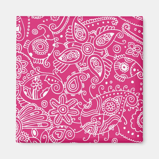 Paisley on Fuchsia Magnet (Front)