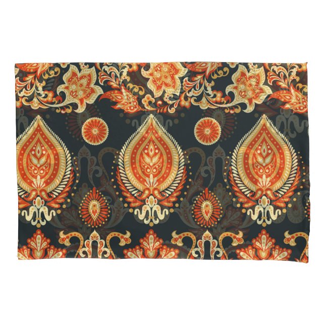 Paisley Oriental Ethnic Fabric Pillowcase (Front)