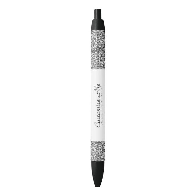 Paisley Passion - Black (Henna) Black Ink Pen (Front Vertical)