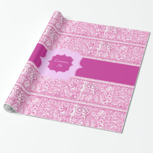 Paisley Passion - Pink (Henna) (Monogram) Wrapping Paper