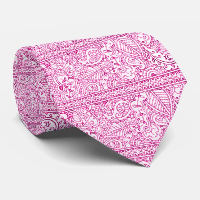 Paisley Passion - Pink (Henna) Tie (Rolled)