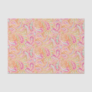 Paisley Pastel Pink Peach Aqua Green Tissue Paper
