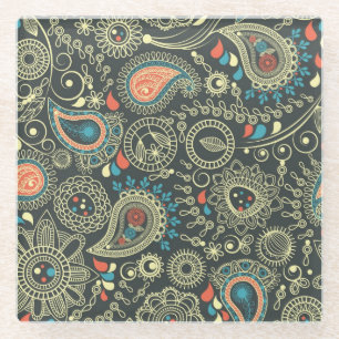 Paisley Pattern 3 Glass Coaster