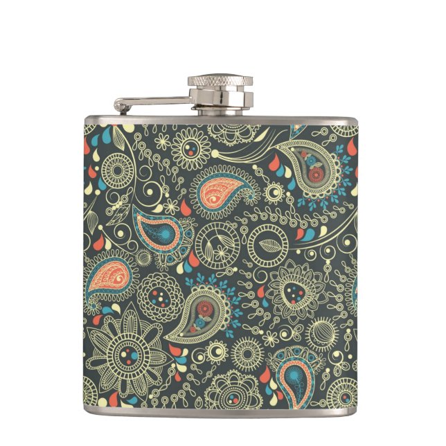 Paisley Pattern 3 Hip Flask (Front)