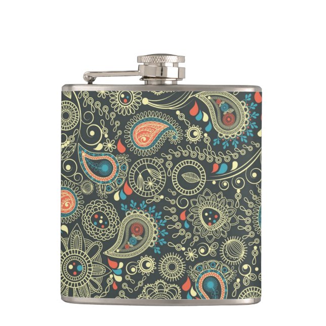 Paisley Pattern 3 Hip Flask (Front)