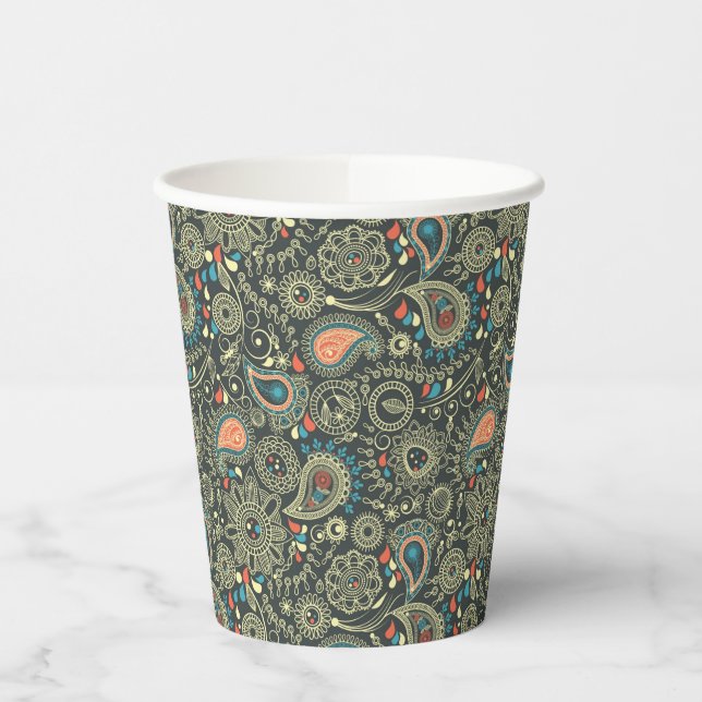 Paisley Pattern 3 Paper Cups (Left)