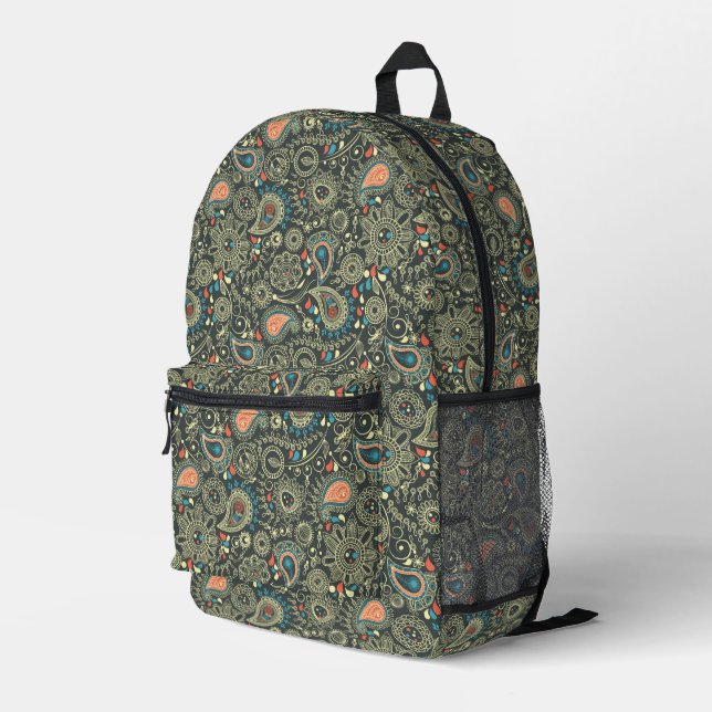 Paisley Pattern 3 Printed Backpack (Back Corner Right)
