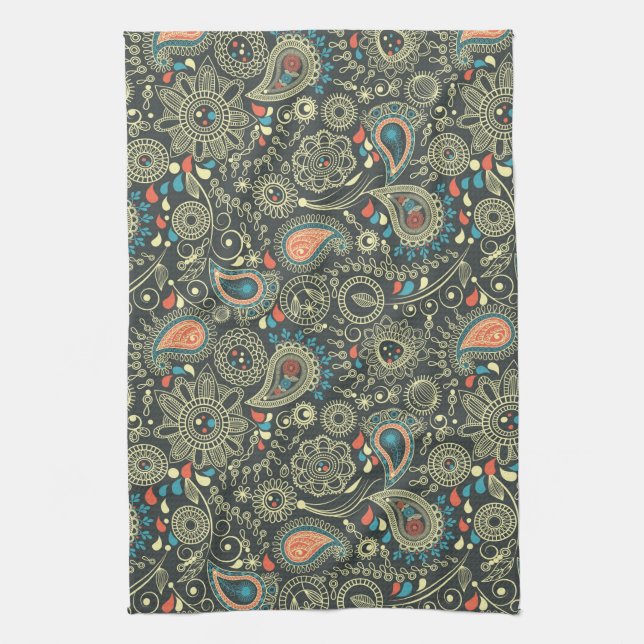 Paisley Pattern 3 Tea Towel (Vertical)