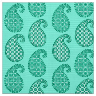 Paisley pattern, aqua and turquoise fabric