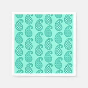 Paisley pattern, aqua and turquoise napkin