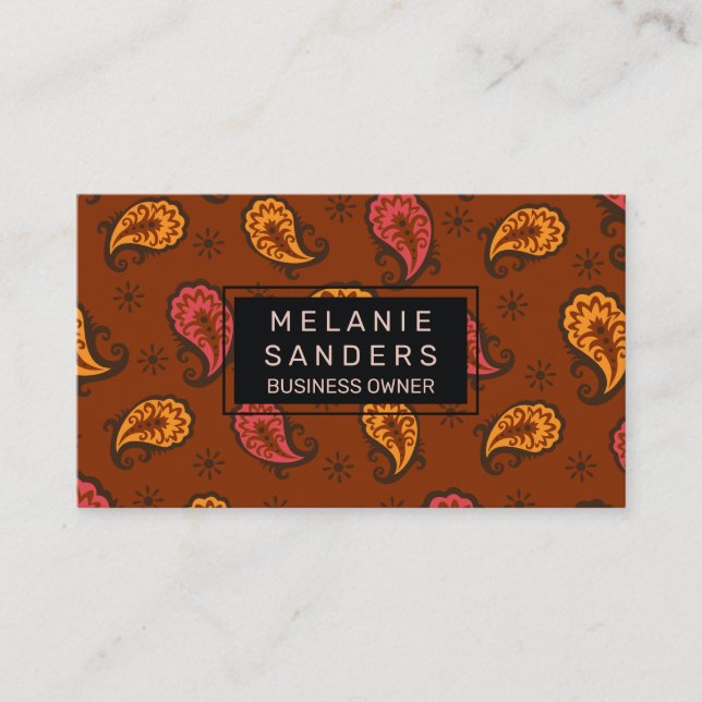 Paisley Pattern Background Business Card (Front)
