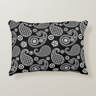 Paisley pattern, Black and White Decorative Cushion