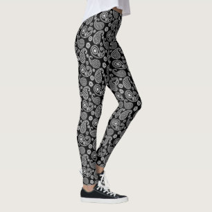 Paisley pattern, Black and White Leggings