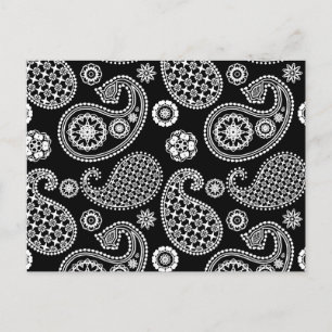 Paisley pattern, Black and White Postcard