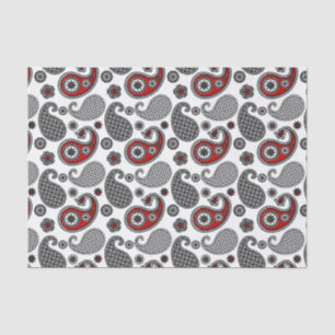 Paisley pattern, Black, White and Red Tissue Paper