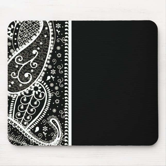 Paisley Pattern Black & White Mouse Pad (Front)