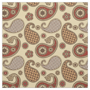 Paisley pattern, brown, tan and beige fabric