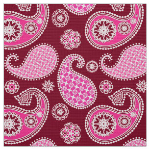 Paisley pattern, Burgundy, Pink and White Fabric