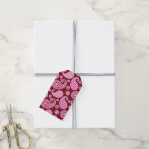 Paisley pattern, Burgundy, Pink and White Gift Tag