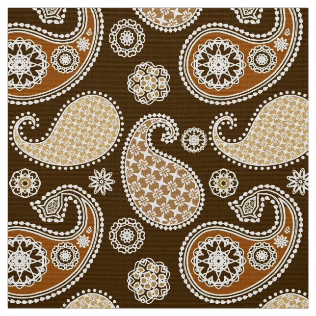 Paisley pattern, Chocolate Brown and Tan Fabric (Swatch)