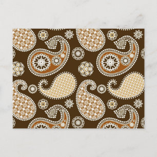 Paisley pattern, Chocolate Brown and Tan Postcard