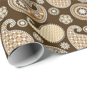Paisley pattern, Chocolate Brown and Tan Wrapping Paper
