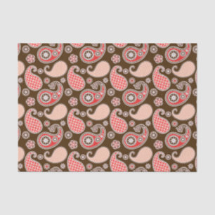 Paisley pattern, coral and chocolate brown tissue paper