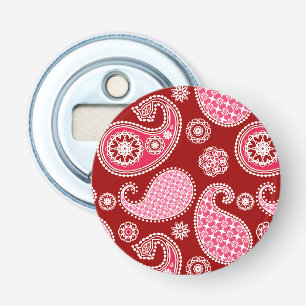 Paisley pattern, Dark Red, Pink and White Bottle Opener