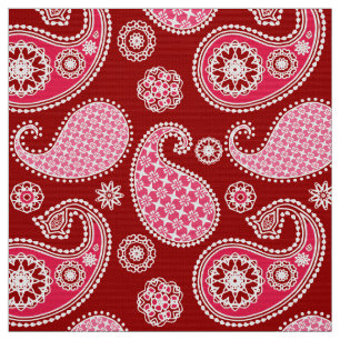 Paisley pattern, Dark Red, Pink and White Fabric