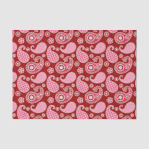 Paisley pattern, Dark Red, Pink and White Tissue Paper