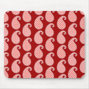 Paisley pattern, deep red and white mouse mat