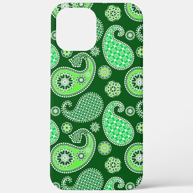 Paisley pattern, Emerald and Jade Green Case-Mate iPhone Case (Back)
