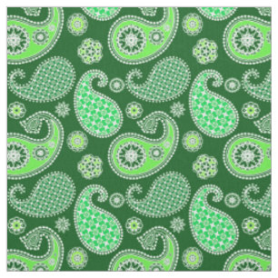 Paisley pattern, Emerald and Jade Green Fabric