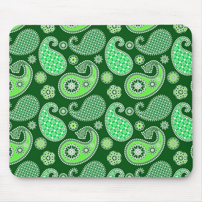 Paisley pattern, Emerald and Jade Green Mouse Mat (Front)