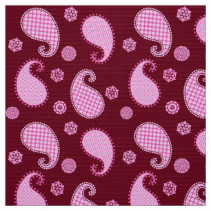 Paisley pattern, ice pink and burgundy fabric