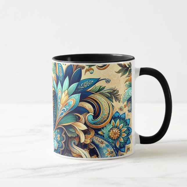 Paisley pattern in blues  mug (Right)