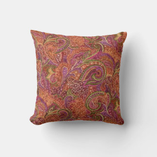 Paisley Pattern in Red and Purple Cushion
