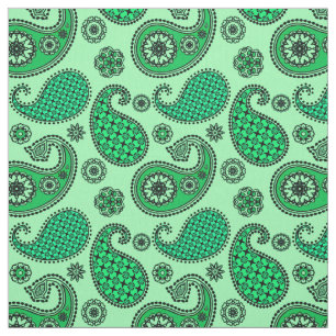 Paisley pattern, jade and mint green fabric