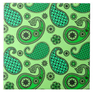 Paisley pattern, jade and mint green tile